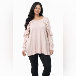 Sejour Light Pink Ruffle Sweatshirt